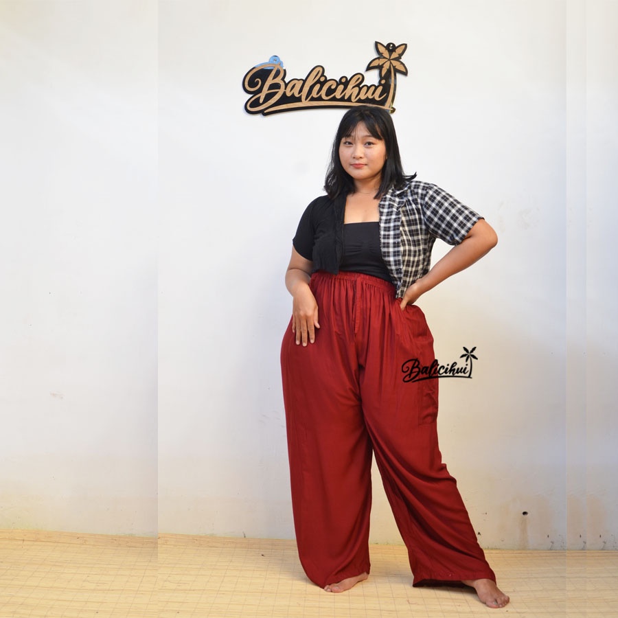 Balicihui Celana Tiedye Celana Pelangi Celana Jumbo Big Size Plus Size Kulot Bali