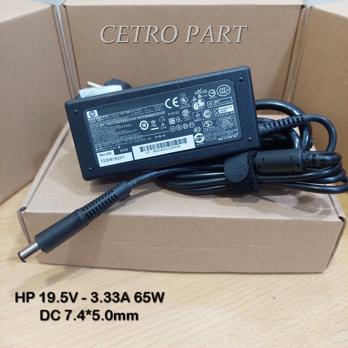 Adaptor Charger Laptop Hp 19.5v - 3.33a Jarum DC 7.4*5.0mm 65W - BERGARANSI