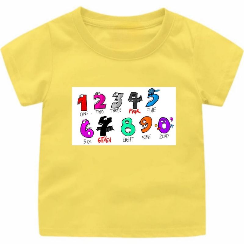 BAJU KAOS ANAK CEWEK/COWOK VURAL 1-12TAHUN NUMBER LORE VURAL