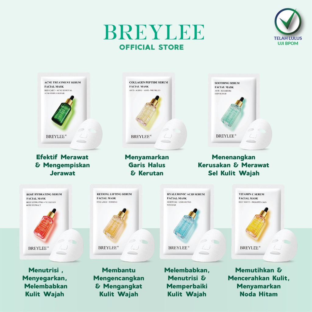 MASKER WAJAH BREYLEE All Varian Sheet Mask Set (4|7 pcs)