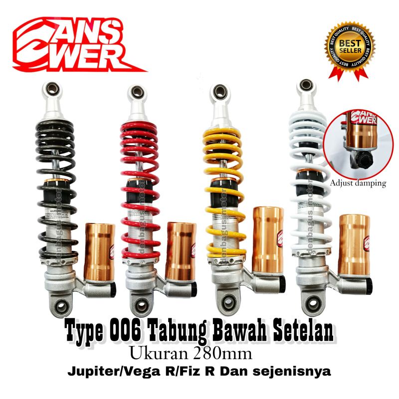 SHOCK BELAKANG ANSWER 006-280 MM TABUNG BAWAH SETELAN UNTUK MOTOR BEBEK