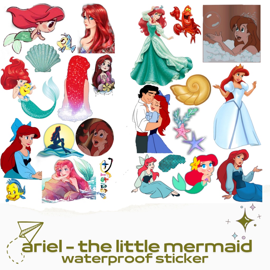 

WATERPROOF STICKER ISI 25 DUA LEMBAR ARIEL THE LITTLE MERMAID PUTRI DUYUNG DISNEY untuk LAPTOP HP JOURNAL NOTEBOOK