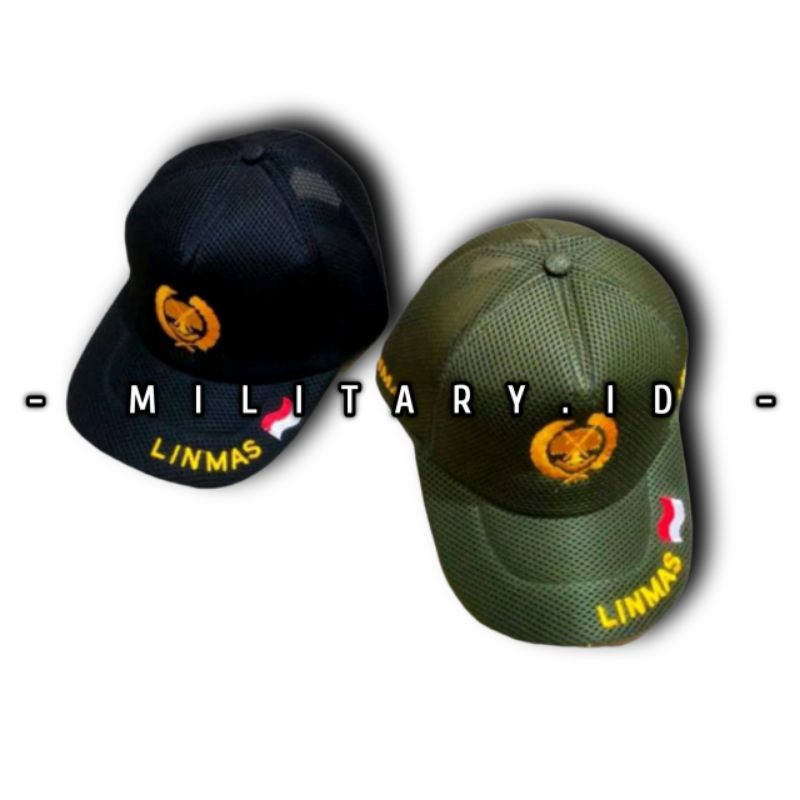 TOPI BORDIR LINMAS HIJAU DAN HITAM GROSIR TERMURAH