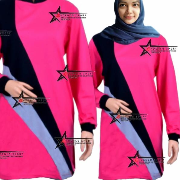 Kaos Olahraga Muslim/Baju Atasan Olahraga Model Muslim - pink, M