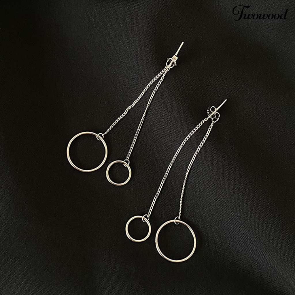 1 Pasang Anting Hoop Panjang Warna Solid Anti Karat Tahan Corruption Untuk Wanita