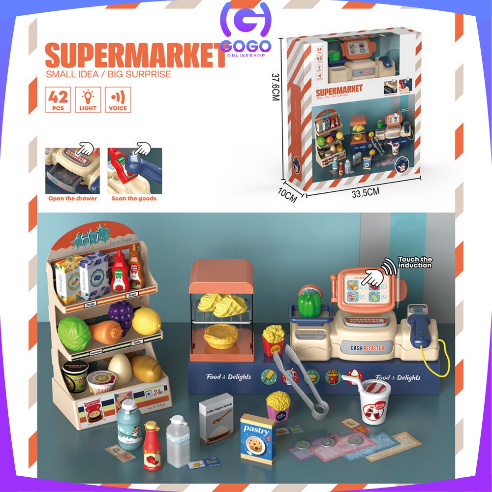 GOGO-M223 M225 Mainan Mesin Kasir Anak Counter Play house / Mainan Ice Cream Fast Food Dessert Junkfood Pretend Play