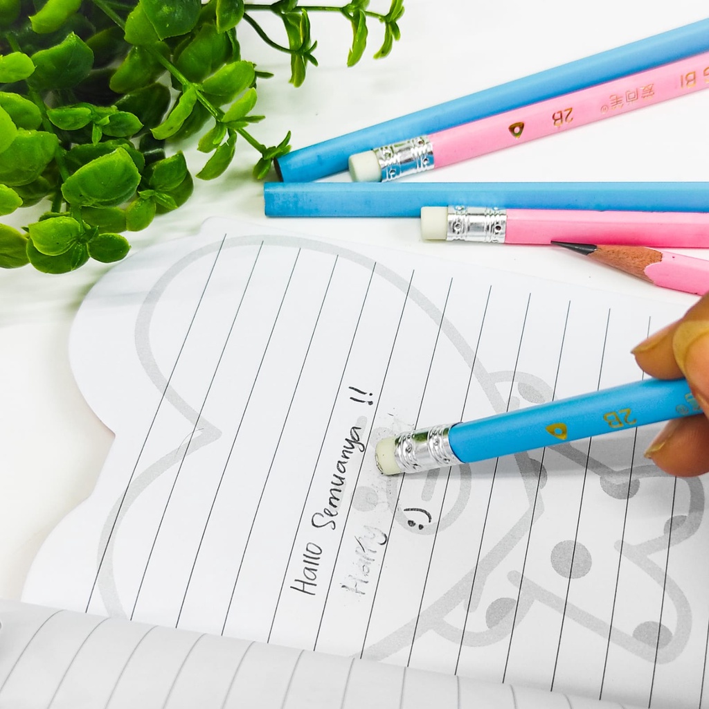 4 PCS PENSIL 2B AISHING ADA PENGHAPUS ISI WARNA-WARNI PASTEL PINK,TOSCA,BIRU PASTEL ALAT TULIS  UNIK IMUT MURAH