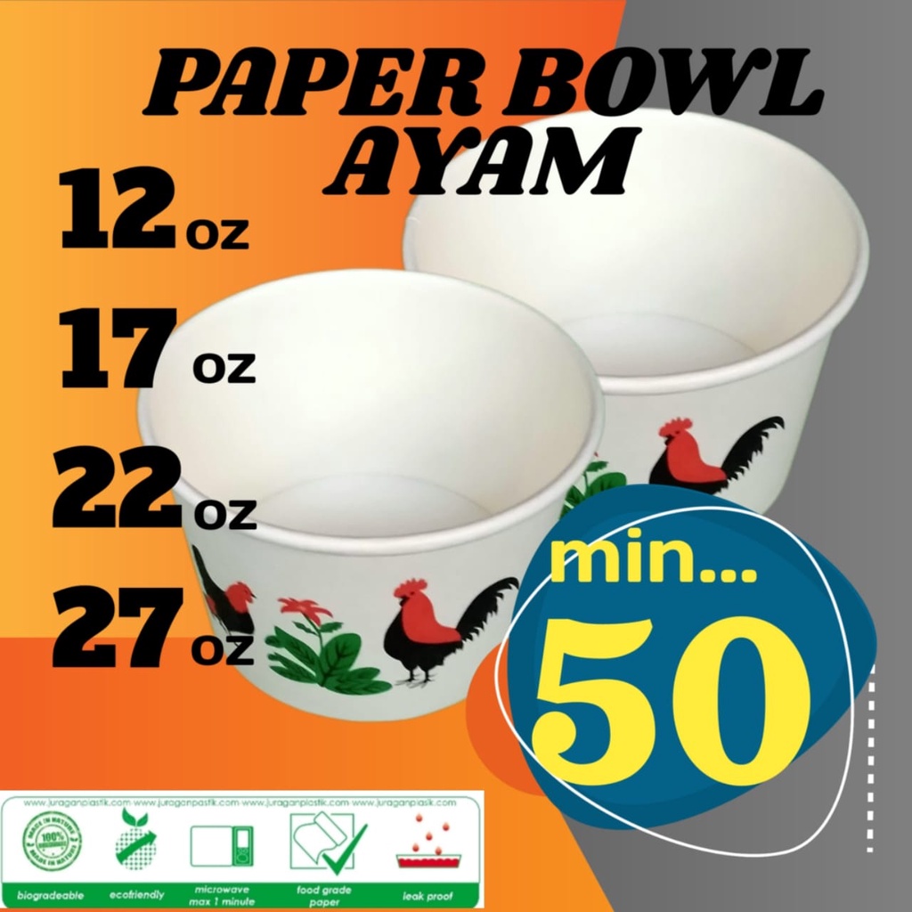 Jual Mangkok Mangkuk Kertas Mie Ayam Jago Bakso Papercup Tahan Panas