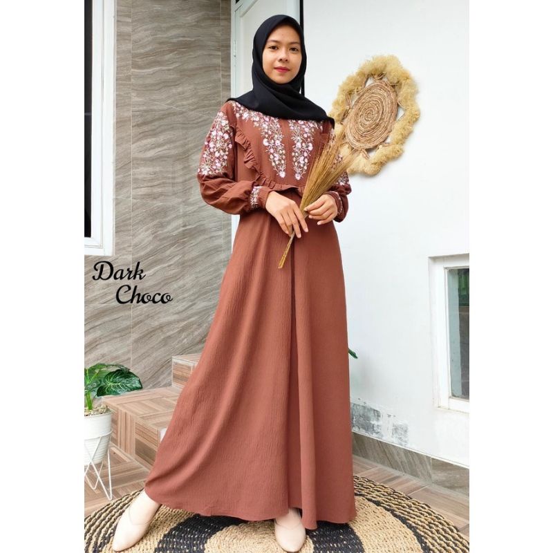 Gamis Salwa Bordir Premium/ Gamis Crinkle Airflow Bordir