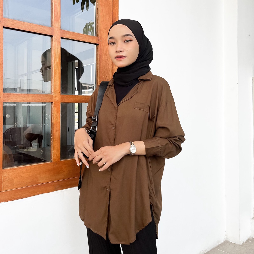 JIHAN OVERSIZE XXL LD 120  - BAJU BLOUSE WANITA JUMBO BIG SIZE TO XXL - ATASAN LENGAN PANJANG - KEMEJA OVERSIZE