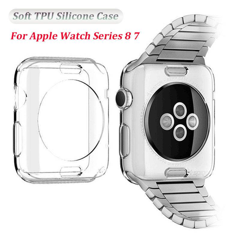 Soft Case TPU Silikon Transparan Shockproof Untuk Apple Watch Seri 8 7 6 5 4 SE2 45mm 41mm 44mm 40mm