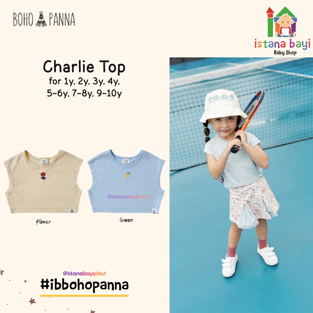 BOHOPANNA - CHARLIE TOP - KAOS ANAK PEREMPUAN - CARLIE TOP ATASAN ANAK 1-10 TAHUN