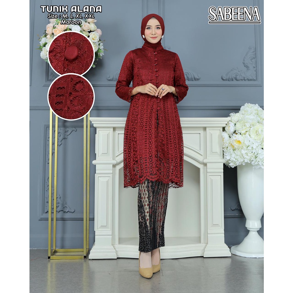 SET KEBAYA MUSTI MODREN BUSUI TUNIK MALIKA BURKAT CANTIK KANCING DEPAN