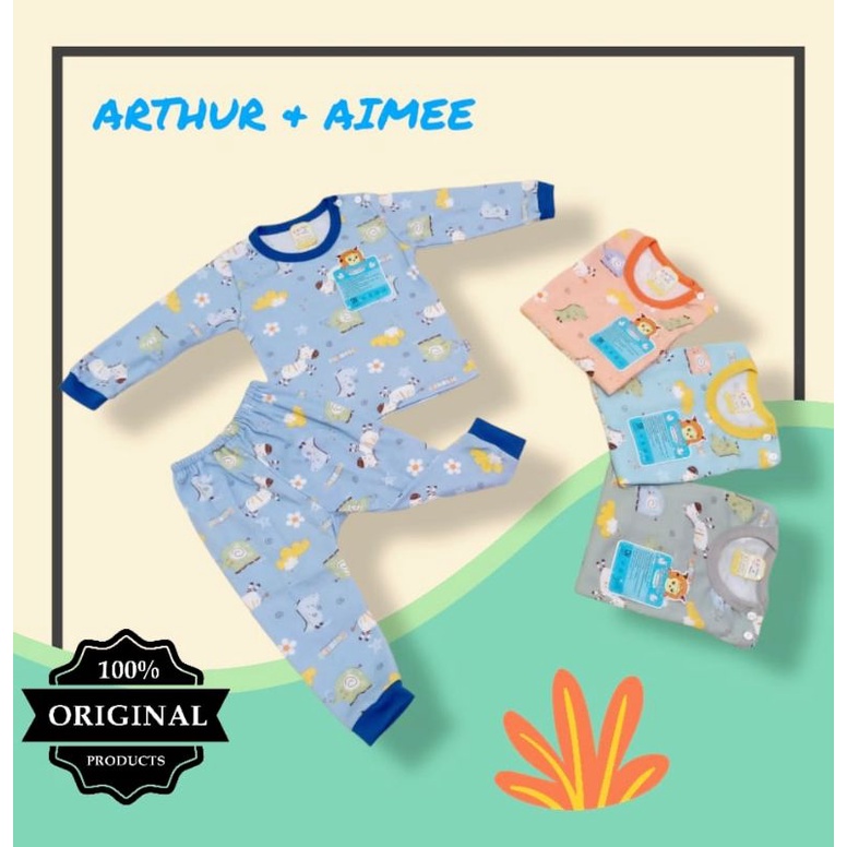 3 PCS Setelan Arthur Panjang /Piyama Arthur aimee  size m-l