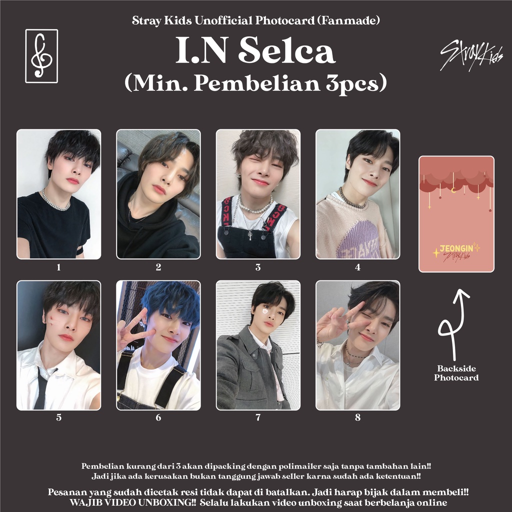 [SELCA SKZ I.N] PHOTOCARD STRAYKIDS SELCA BOYFRIEND MATERIAL DECO FANMADE