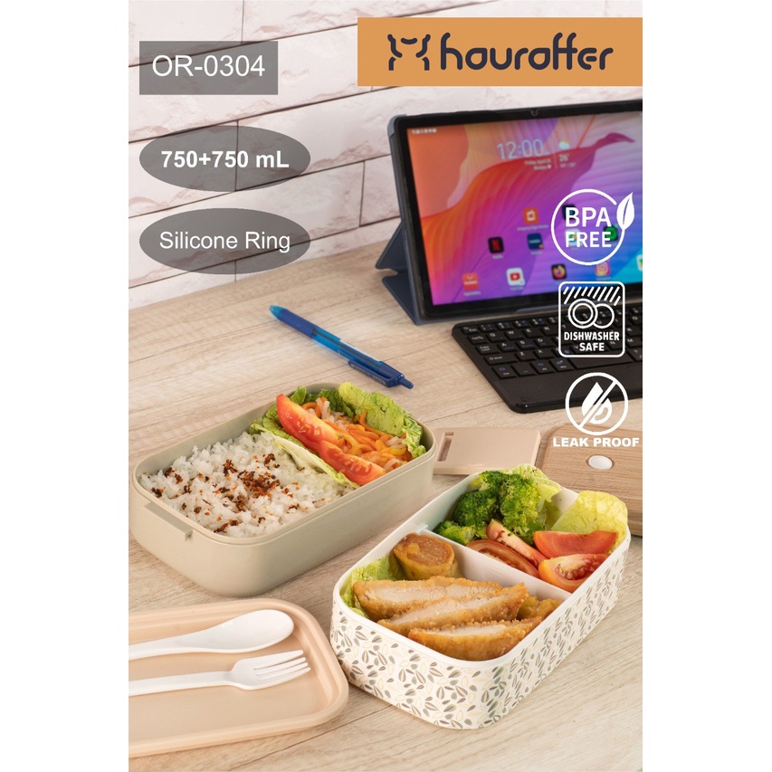 Houroffer Kotak Makan Bekal OR-0304 LunchBox 2 Layer Serat Kayu Motif Jepang 1500 ML Food Grade