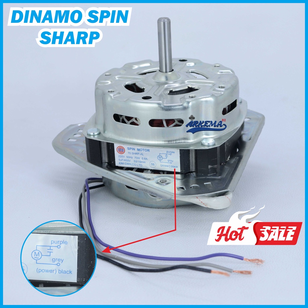 (BIG SALE) MOTOR DINAMO SPIN PENGERING SHARP / MESIN CUCI 2 TABUNG UMUM | PEMBILAS SPINER KAKI SHARP UMUM