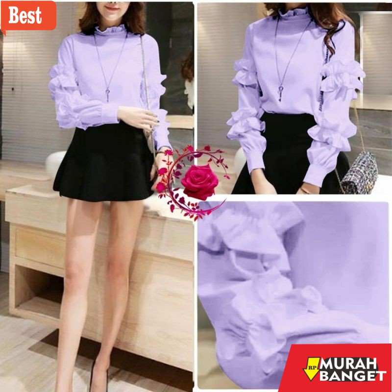 atasan wanita terbaru 2022 ciayo- BLOUSE SAVIANA (LILAC) / ATASAN KOREA / BAJU NGETREND LILAC
