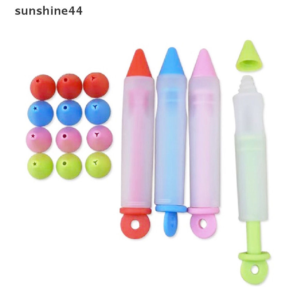 Sunshine 1Pc Pen Icing Piping 4 Kepala Bahan Silikon Untuk Dekorasi Kue