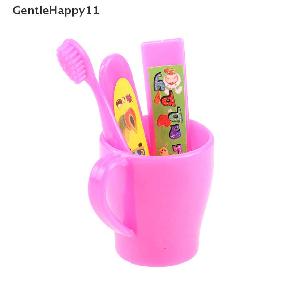 Gentlehappy Dollhouse Miniatur Sikat Gigi Odol Tabung Cangkir Set Boneka Kamar Mandi Decor Mainan id