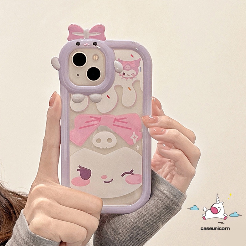 Kuromi Case Lucu Samsung A13 A12 A14 A04E A04 A32 A50 A50s A30s A51 A52 A52s A31 A22 A23 M32 A33 A53 A73 A04s A11 A21s A71 A53 A03 A03s A02s 3D Bow Little Monster Lens Soft Case