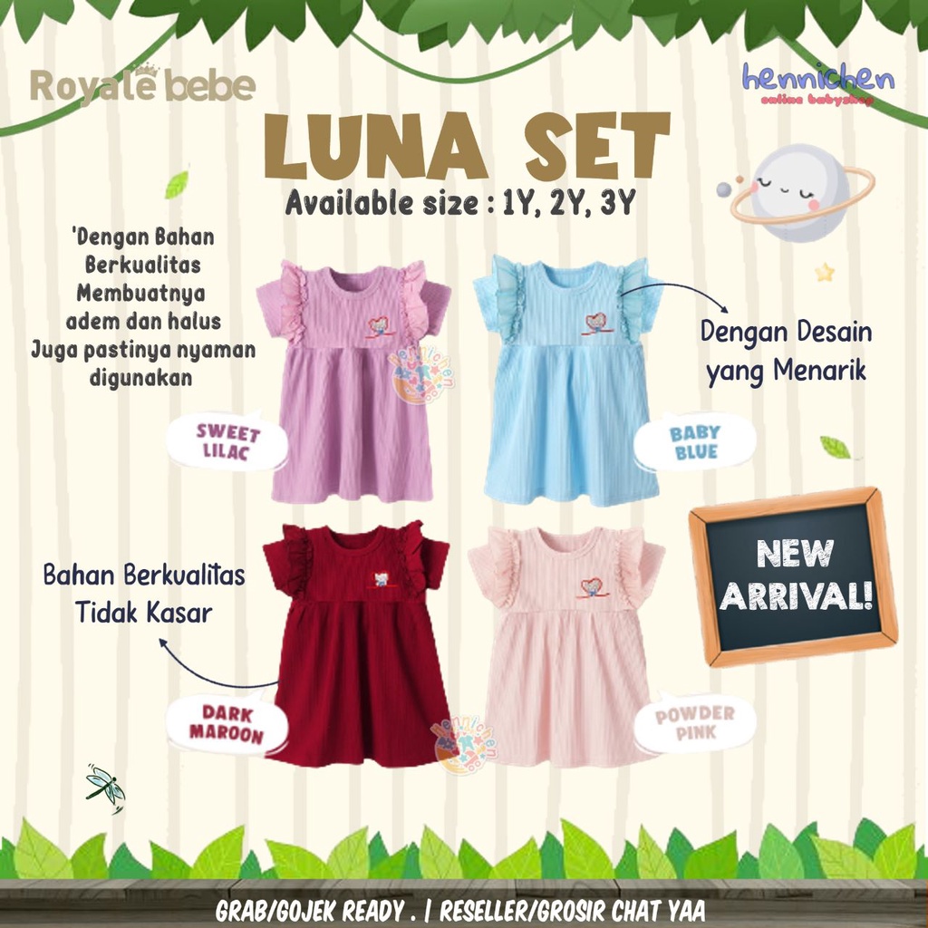 ROYALE BEBE LUNA DRESS DRESS BAJU ANAK RUFFLE PAKAIANA ANAK FASHION ANAK PEREMPUAN 1 - 3 TAHUN
