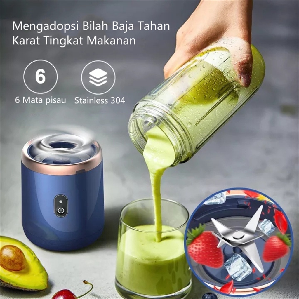 COD Blender Portable Mini Juicer 6 Mata Pisau Blander Jus Buah Port Charger USB Electric Blender Kapsul