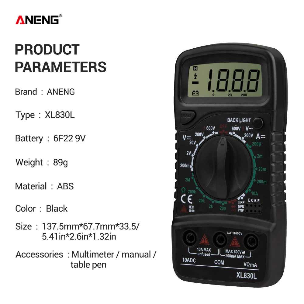 ANENG Digital Multimeter Voltage Tester - XL830L