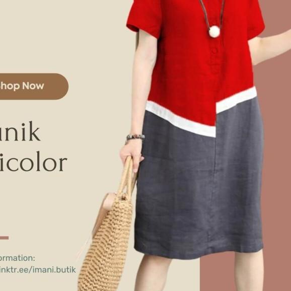 TUNIK TRICOLOR - Merah Cabe, XL