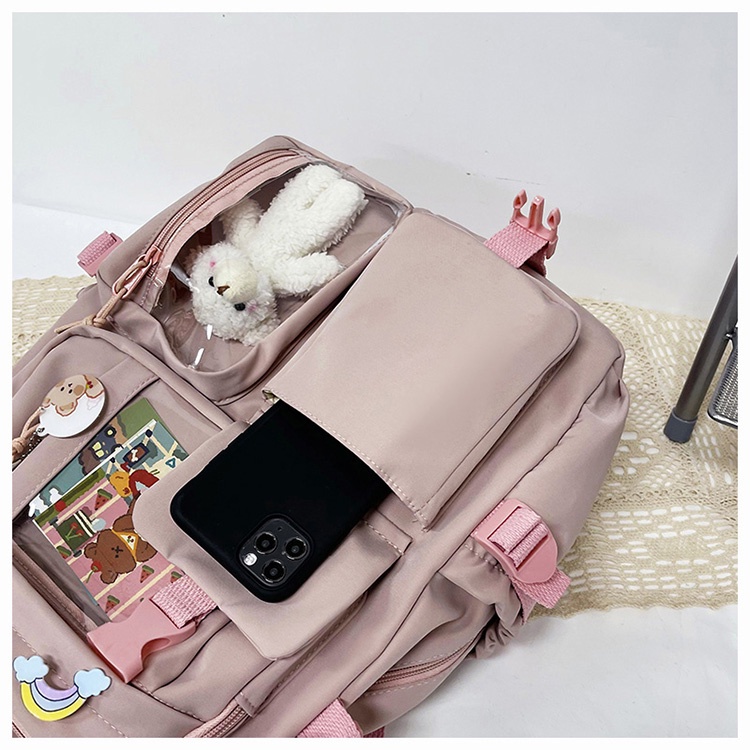 Tas Ransel Wanita Kuliah Santai Sekolah muat laptop boneka cute import kualitas bagus cewek perempuan cewe tas ransel laptop kuliah santai jalan jalan lucu cute korea dekorasi boneka lucu Study Laptop Backpack Boys Girls School Books Bags For Teen