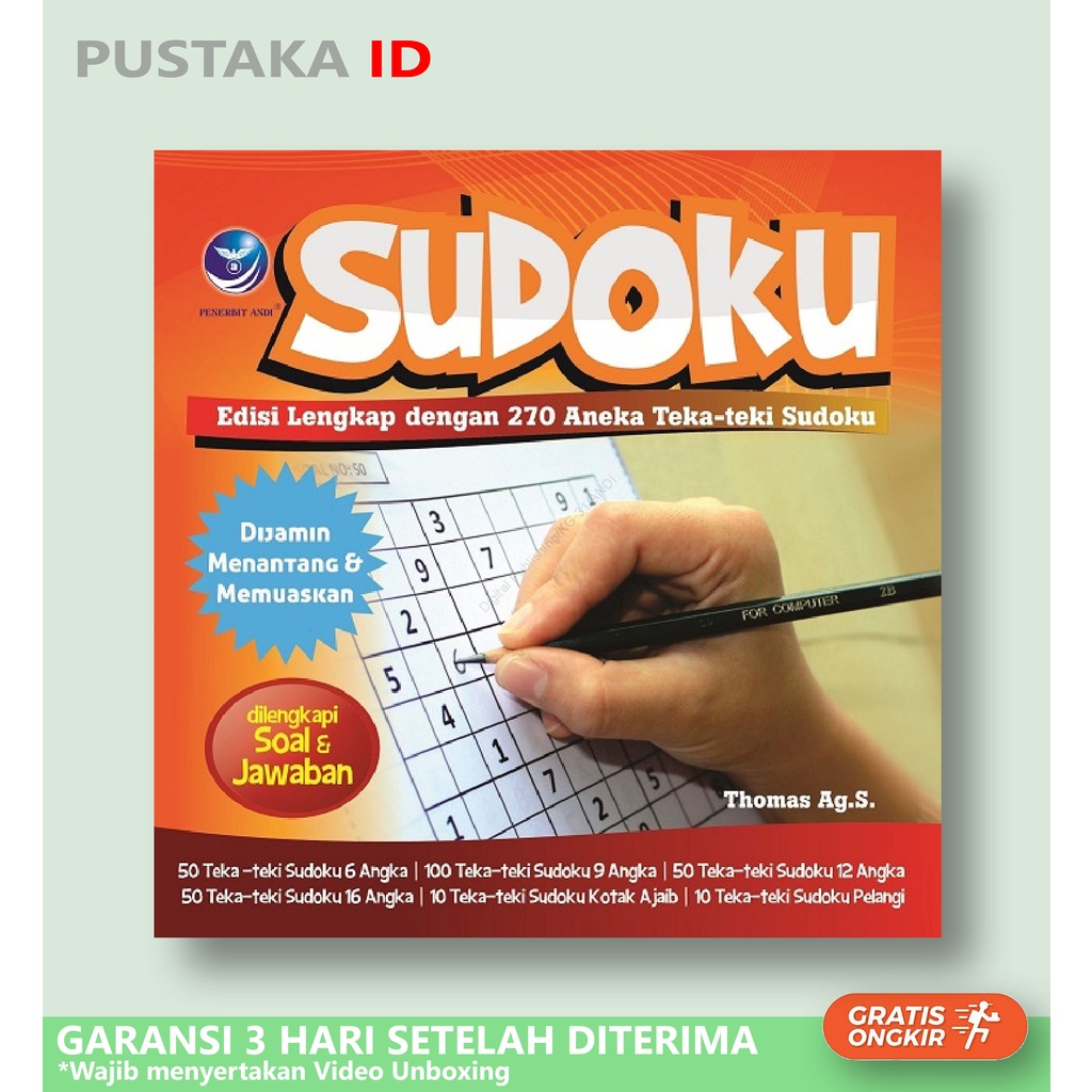 Jual Buku Sudoku Edisi Lengkap Dengan 270 Aneka Teka teki Sudoku
