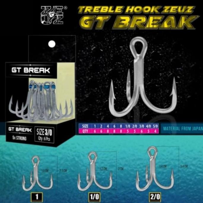 TRIBLE HOOK ZEUS GT BREAK SIZE 1 1/0 2/0