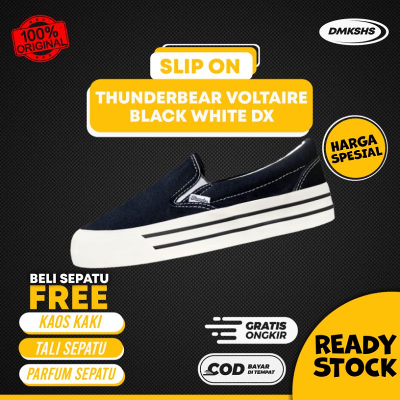 THUNDERBEAR SLIP ON VOLTAIRE BLACK WHITE DX