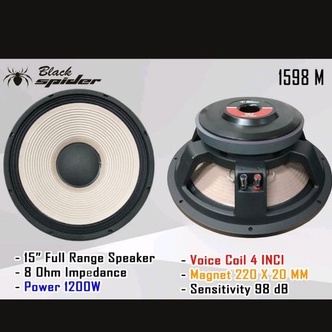 Speaker Black Spider 1598 M new Subwoofer 15 inch Black Spider Original Voice Coil 4 inch