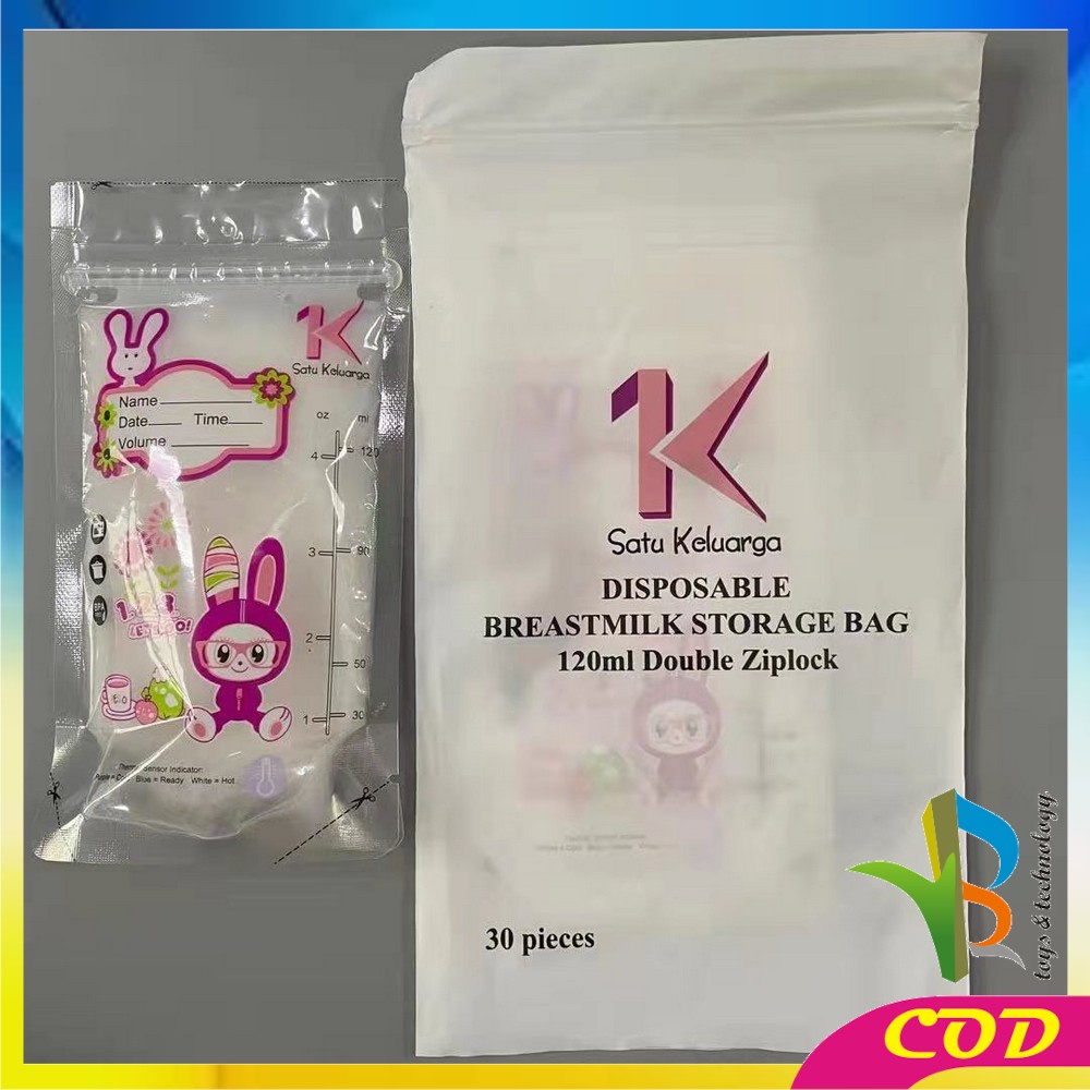 RB-C264 Kantong Asi 120ml Isi 30 dengan THERMAL SENSOR Plastik Asi Breastmilk Storage Bag BPA FREE