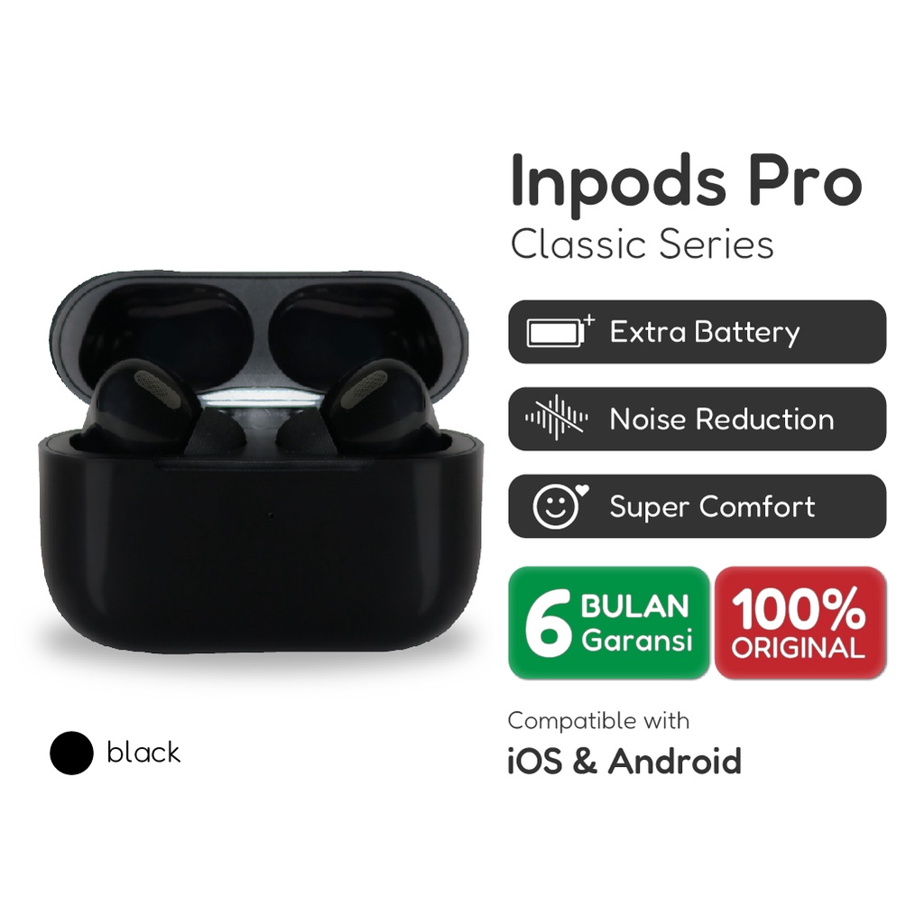 Official Inpods 13/3 Pro Black Headset Bluetooth TWS IOS &amp; Android