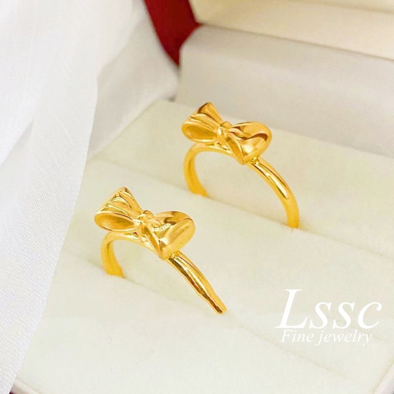 Cincin Titanium Wanita Pita Lucu Cantik Emas 18K Anti Karat Perhiasan Korea Fashion