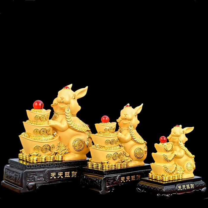 

Patung Kelinci Emas 2023 Pajangan Hoki Imlek Kado Sincia Rabbit Year - YENPAO SUSUN 3, SMALL - PN 780