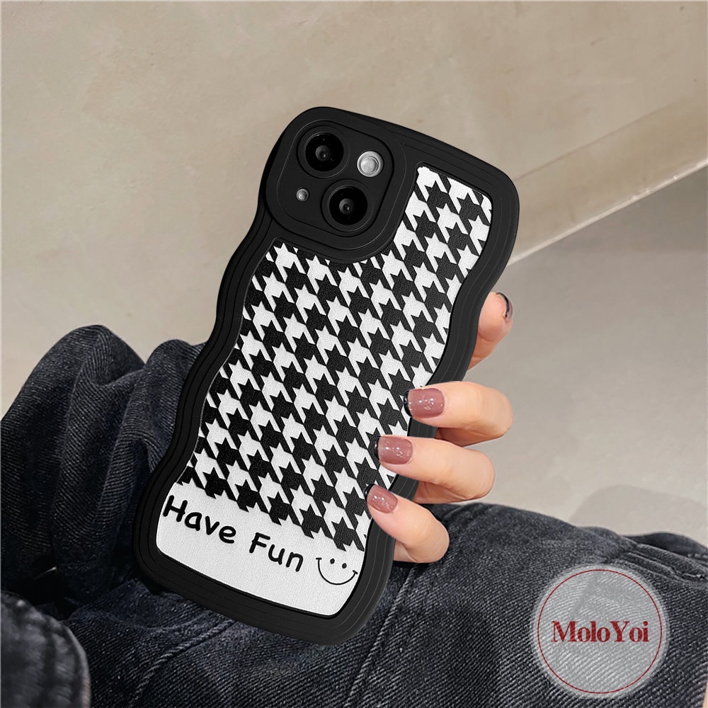 Soft Case Tpu Motif Houndstooth Untuk iPhone 7Plus 8Plus 11 XR X XS Max 6 6s 8 7 14 Pro Max 13 12 11 14 Pro Max SE 2020