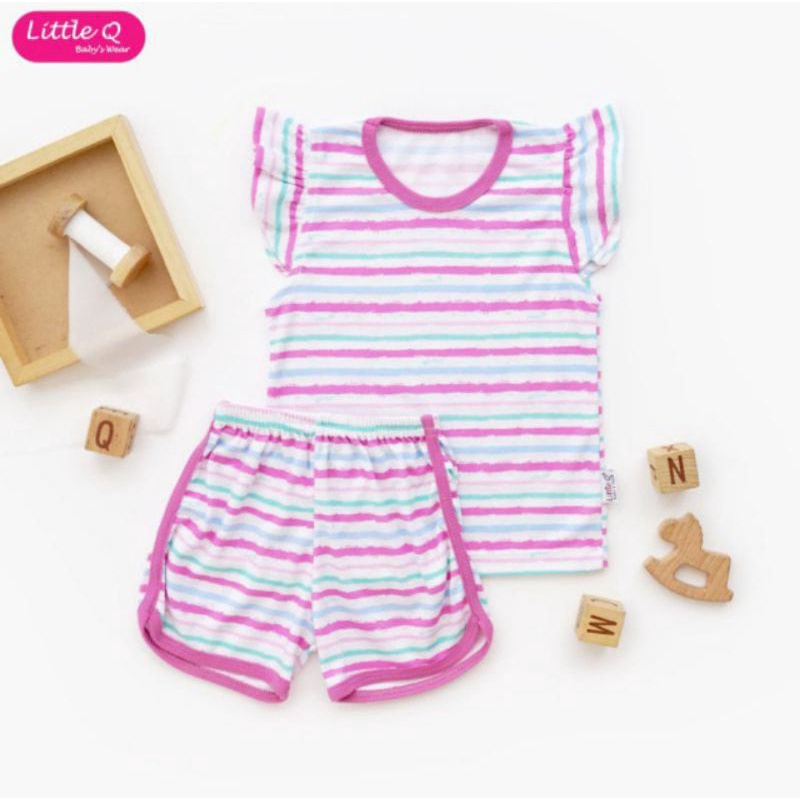 LITTLE Q - setelan anak perempuan lengan kutung motif owl,salur,crodile / setelan anak perempuan little q rampel celana bis  / SETELAN ANAK LITTLE Q