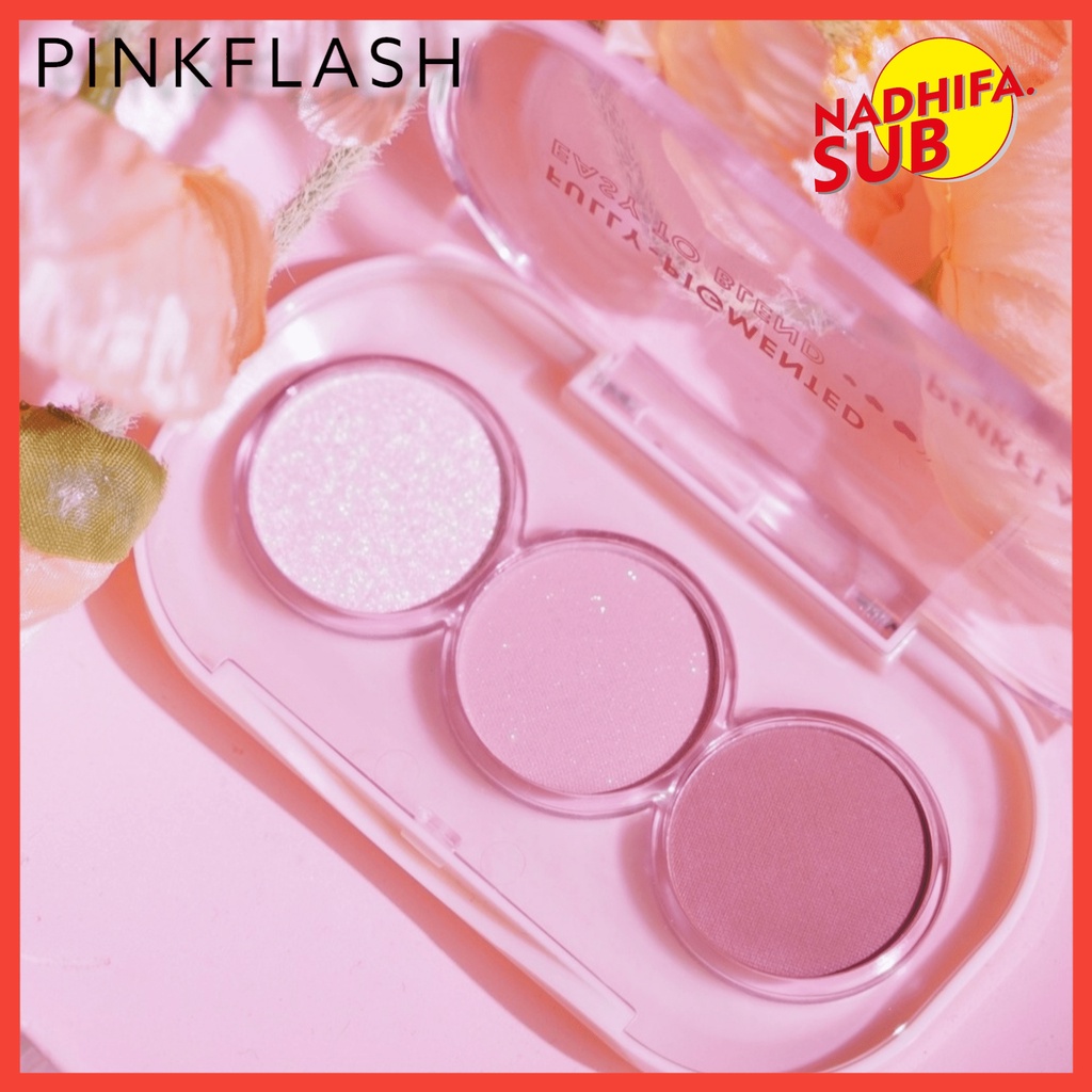 PINKFLASH 3 EYESHADOW PALLETE GLITTER EASY TO BLEND LONG LASTING ORIGINAL BPOM / 3 SHADES EYESHADOW