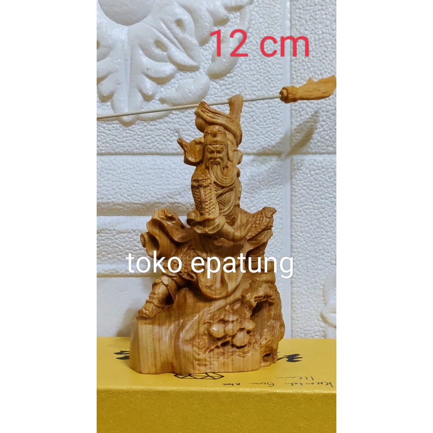 patung dewa kwan kung / kwan kong / te - kayu - 4 inch - Polos (s)