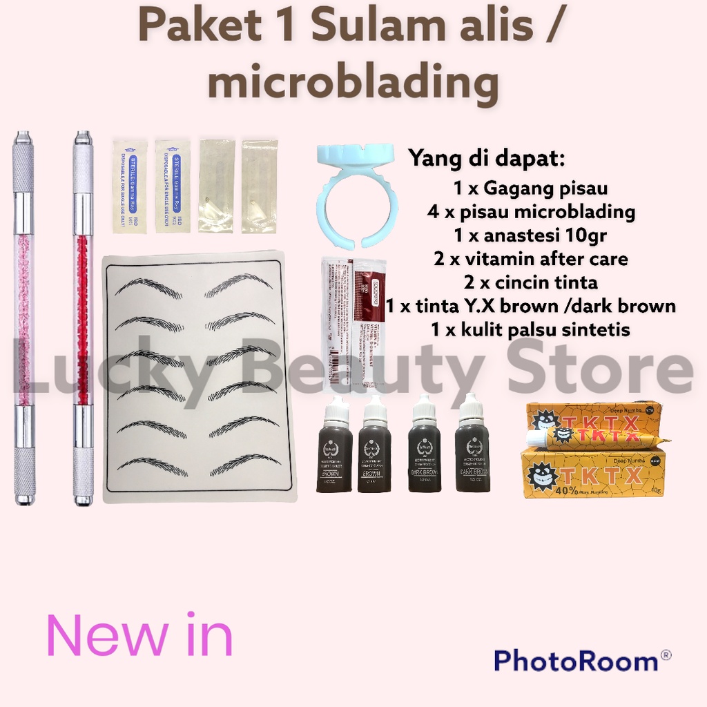 1 paket kursus sulam alis manual eyebrow microblading tinta  sulam