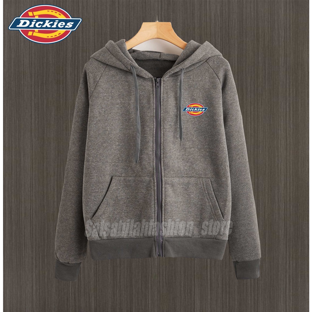 L,XL,XXL Jaket zipper hoodie DICKIES hitam