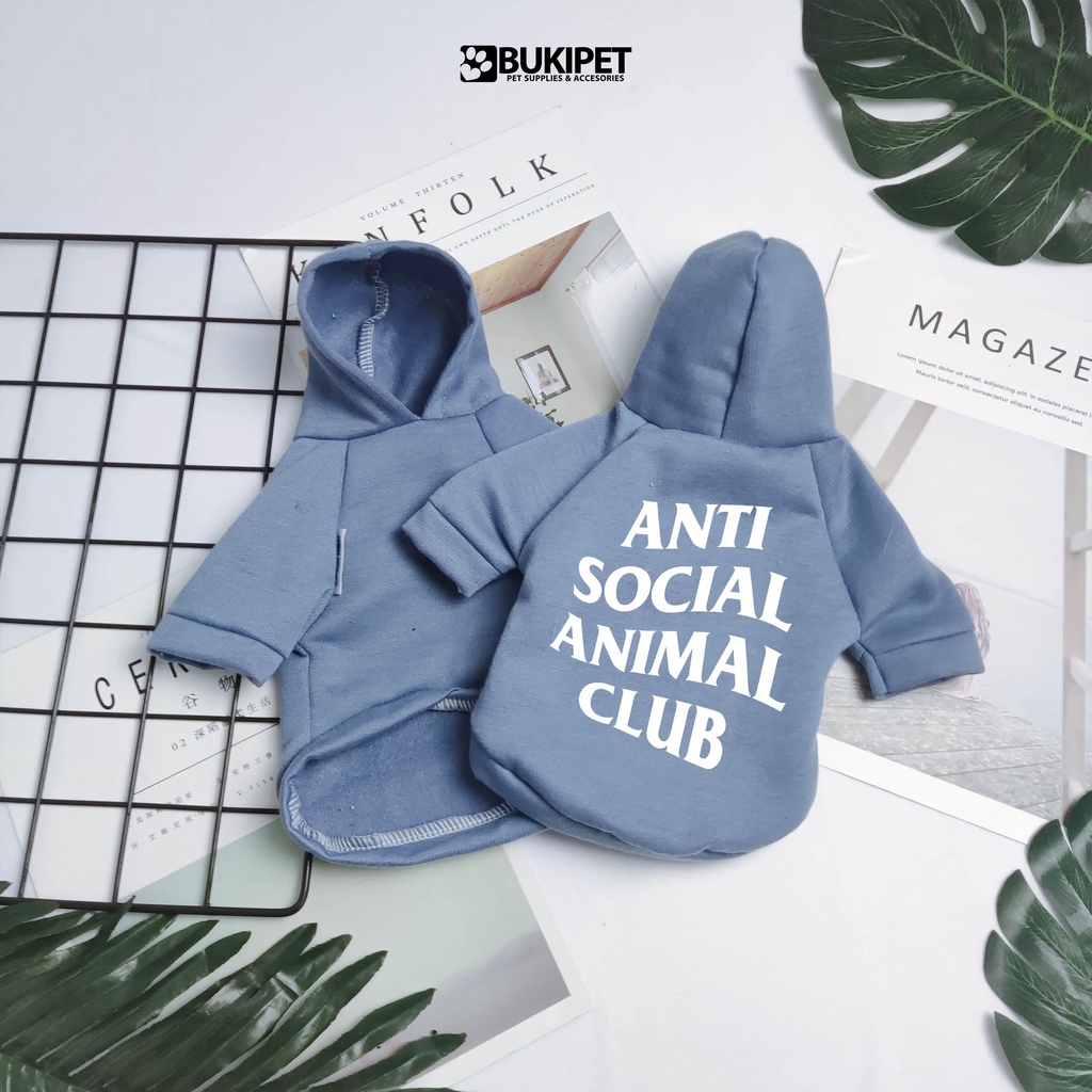 baju kucing anjing kelinci monyet lucu murah aksesoris hewan kecil - HOODIE ANTI SOCIAL ANIMAL CLUB