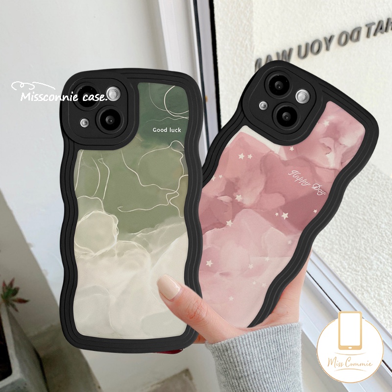 Wavy Edge Case OPPO A17 A78 A16 A95 A55 A15 A16K A54 A17K A57 A12 A77 A74 A5 A9 A16s A96 A5s A7 A1k A77s A53 A3s A76 Reno 8T 8 7 7Z 8Z 6 A12E A52 Kartun Lucu Mungil Sarung Monster