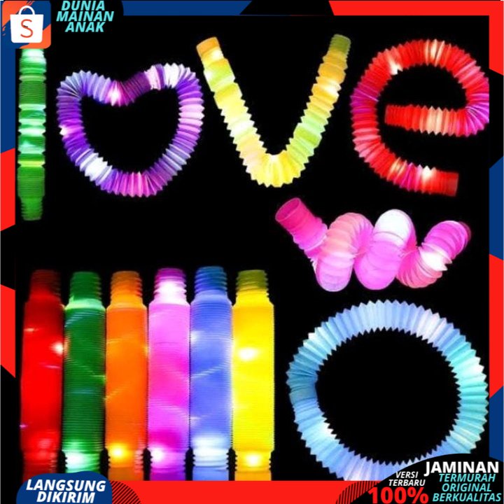 Mainan Lampu Stick Pipa Selang Fidget Toy / mainan pipa lampu Pop Pipes / Mainan Viral CEV Light Up Pop Tubes