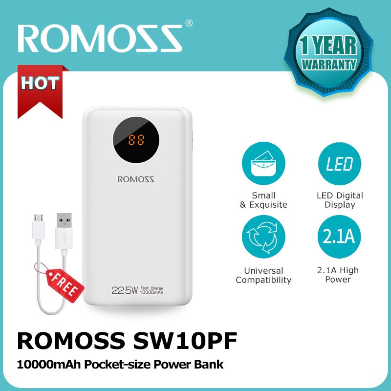 Romoss SW10PF 10000mAh Powerbank 22.5W PD20W 3 input and 3 output Fast Charging Power Bank Applicable to mobile phones and tablets