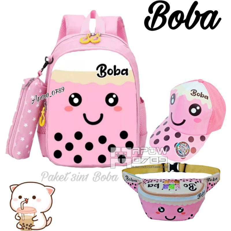 Tas Boba tas ransel anak Boba gratis waistbag topi tempat pinsil - tas anak