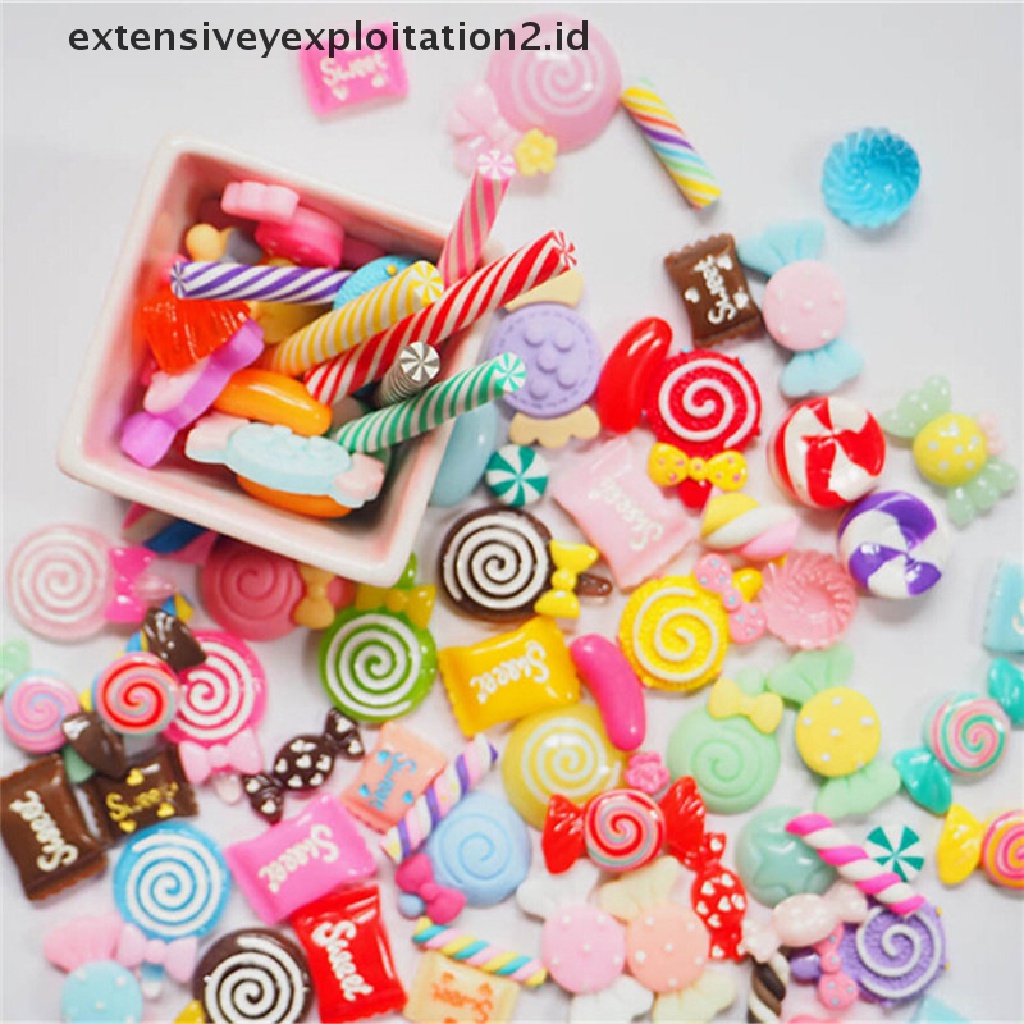10 Pcs Miniatur Permen Lolipop Bahan Resin Untuk Dekorasi Rumah Boneka